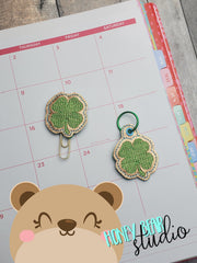Lucky Clover Chenille-type feltie SET, feltie, charm or zipper pull eyelet for 4x4  DIGITAL DOWNLOAD embroidery file ITH In the Hoop 0223
