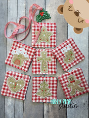 Sweet Shop Christmas Cookies Applique Coaster Set DIGITAL DOWNLOAD embroidery file ITH In the Hoop 1122