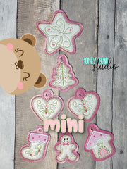 Sweet Shop Christmas Cookies Mini Ornament Set 4x4 DIGITAL DOWNLOAD embroidery file ITH In the Hoop 1122