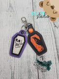 Coffin Shape APPLIQUE Fob snap tab, or eyelet key fob  set 4x4  DIGITAL DOWNLOAD embroidery file ITH In the Hoop 1022