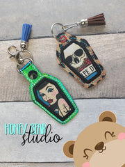 Coffin Shape APPLIQUE Fob snap tab, or eyelet key fob  set 4x4  DIGITAL DOWNLOAD embroidery file ITH In the Hoop 1022