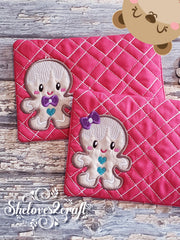 Gingerbread Boy and Girl Applique COASTER and MUG RUG Set 4x4 5x7 DIGITAL DOWNLOAD embroidery file ITH In the Hoop 1121