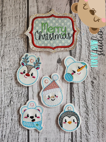 Cozy Christmas Mini Ornament Set 4x4 DIGITAL DOWNLOAD embroidery file ITH In the Hoop 1122