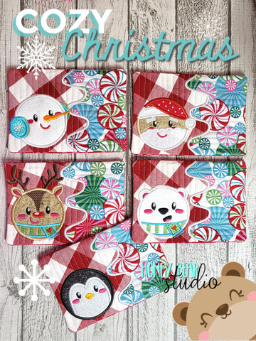 Cozy Christmas Applique MUG RUG Set 5x7  DIGITAL DOWNLOAD embroidery file ITH In the Hoop 1022