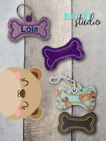 Dog Bone feltie SET, feltie, charm or zipper pull eyelet for 4x4  DIGITAL DOWNLOAD embroidery file ITH In the Hoop 0223