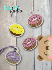 Donut Doughnut applique sprinkles feltie SET, feltie, charm or zipper pull eyelet for 4x4 DIGITAL DOWNLOAD embroidery file ITH In the Hoop 0223 04