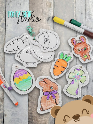 Coloring Pals Doodlits Easter Kawaii Set Dry Erase Reusable Marker Activity 4x4 ONLY DIGITAL DOWNLOAD embroidery file ITH In the Hoop 0323 01