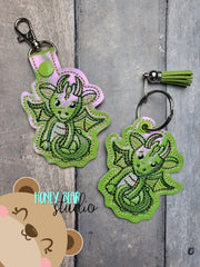 Cute Kawaii Dragon Snap Tab, Eyelet SET DIGITAL DOWNLOAD embroidery file ITH In the Hoop 0123