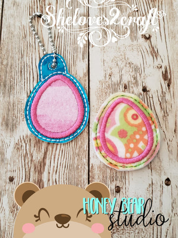 Easter Egg Applique  feltie SET, feltie, charm or zipper pull eyelet for 4x4  DIGITAL DOWNLOAD embroidery file ITH In the Hoop 0422