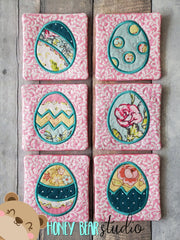 Easter Eggs Applique Coaster pack Big VALUE 6 Designs Pack 4x4 DIGITAL DOWNLOAD embroidery file ITH In the Hoop 0121