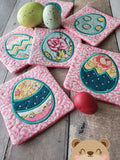 Easter Eggs Applique Coaster pack Big VALUE 6 Designs Pack 4x4 DIGITAL DOWNLOAD embroidery file ITH In the Hoop 0121