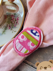 Easter Egg Applique Napkin Ring Snap 4x4  DIGITAL DOWNLOAD embroidery file ITH In the Hoop 0221