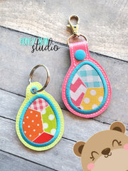 Easter Egg Applique Snap Tab, Eyelet SET DIGITAL DOWNLOAD embroidery file ITH In the Hoop 0422