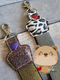 Elastic Wristlet Topper Set snap tab, or eyelet key fob  set 4x4  DIGITAL DOWNLOAD embroidery file ITH In the Hoop 0222