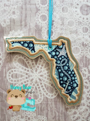Florida State Applique Christmas Ornament MS 4x4 5x7 DIGITAL DOWNLOAD embroidery file ITH In the Hoop