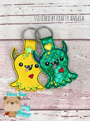 Little OOZE Monster Heart Valentine snap tab, or eyelet fob for 4x4  DIGITAL DOWNLOAD embroidery file ITH In the Hoop Jan 17 2019