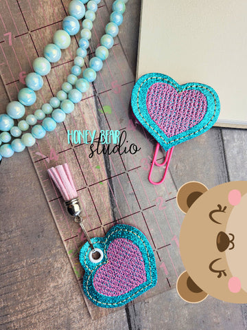Heart Chenille-type feltie SET, feltie, charm or zipper pull eyelet for 4x4  DIGITAL DOWNLOAD embroidery file ITH In the Hoop 0123