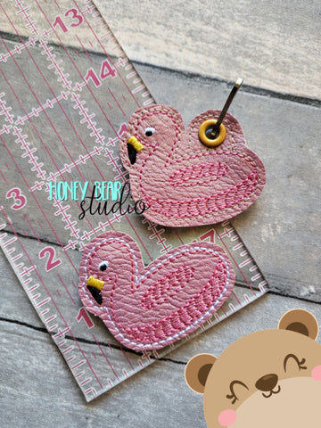 Flamingo Floatie feltie and zipper pull, with sorted files  DIGITAL DOWNLOAD embroidery file ITH In the Hoop 0422