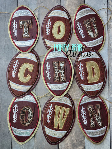 Football Bowl TOUCHDOWN Banner Set 5x7 DIGITAL DOWNLOAD embroidery file ITH In the Hoop 0123