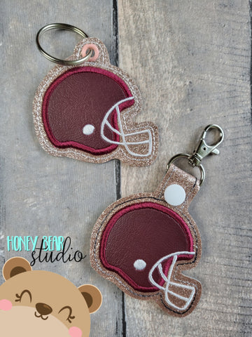 Football Helmet Applique Fob snap tab, or eyelet key fob  set 4x4  DIGITAL DOWNLOAD embroidery file ITH In the Hoop 0922