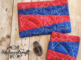 Football Applique Strips COASTER and MUG RUG Set 4x4 5x7  DIGITAL DOWNLOAD embroidery file ITH In the Hoop 0822