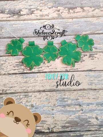 Simple Shamrock 4 Leaf Clover Banner Piece for 4x4, 5x7, DIGITAL DOWNLOAD embroidery file ITH In the Hoop 0122