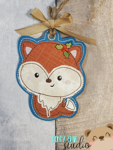 Cute Christmas Fox Applique Ornament DIGITAL DOWNLOAD embroidery file ITH In the Hoop 12 20