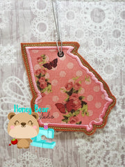Georgia State Applique Christmas Ornament MS 4x4 5x7 DIGITAL DOWNLOAD embroidery file ITH In the Hoop
