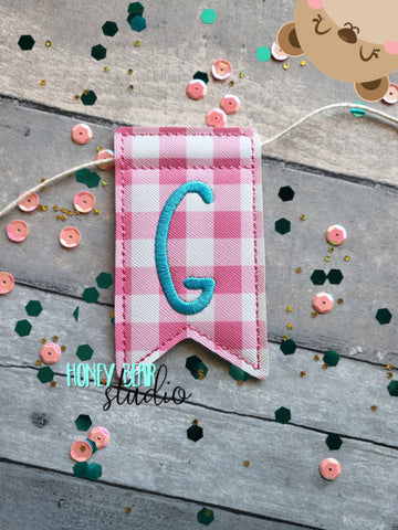 AddiePoo Font Alphabet Letter G Flag Banner Piece 4x4 DIGITAL DOWNLOAD embroidery file ITH In the Hoop 0322