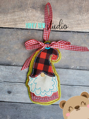 Gnome Raw Edge Applique Ornament 4x4 DIGITAL DOWNLOAD embroidery file ITH In the Hoop 1121