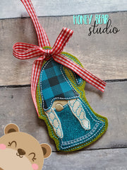 Girl Gnome Raw Edge Applique Ornament 4x4 DIGITAL DOWNLOAD embroidery file ITH In the Hoop 1121