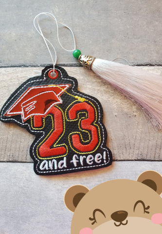 Graduation Cap Class of 2023 23 Applique Ornament or Bookmark  4x4 DIGITAL DOWNLOAD embroidery file ITH In the Hoop 0921