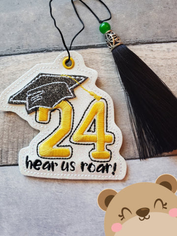 Graduation Cap Class of 2024 24 Applique Ornament or Bookmark  4x4 DIGITAL DOWNLOAD embroidery file ITH In the Hoop 0921