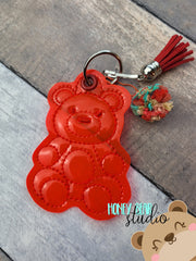 Jelly Gummy Bear Bean Stitch Fob snap tab, or eyelet key fob  set 4x4  DIGITAL DOWNLOAD embroidery file ITH In the Hoop 0922