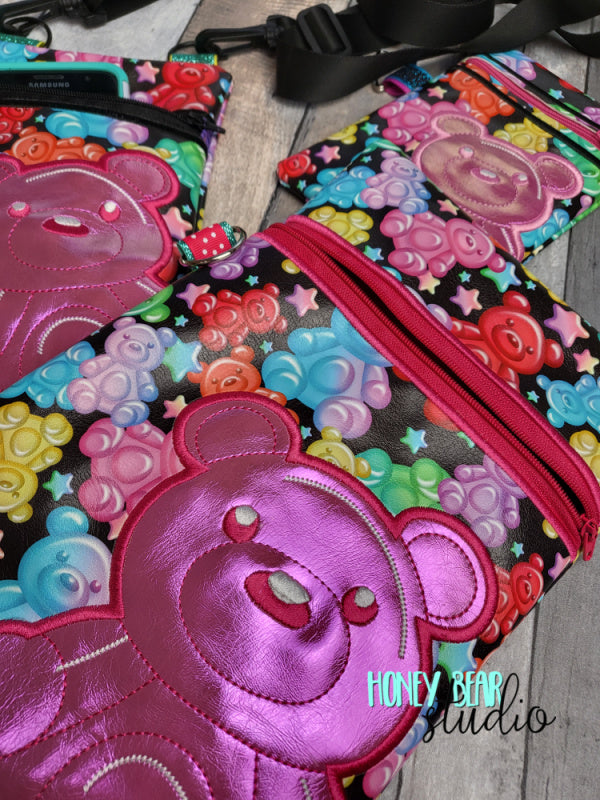 Gummy Bear Applique Mid Top Zip Bag 5x7, 6x10, 8x12 DIGITAL