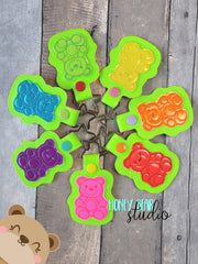 Gummy Bear Jelly Candy APPLIQUE Fob snap tab, or eyelet key fob  set 4x4  DIGITAL DOWNLOAD embroidery file ITH In the Hoop 0922