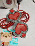 Heart Applique Cord Fren Snappy Organizer 4x4  DIGITAL DOWNLOAD embroidery file ITH In the Hoop JUN 2020