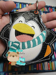 Happiest Penguin Gift Card Holder Applique 5x7 ONLY Snap Tab, Eyelet SET DIGITAL DOWNLOAD embroidery file ITH In the Hoop