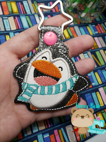 Happiest Penguin Kawaii Snap Tab, Eyelet SET with BONUS ORNAMENT DIGITAL DOWNLOAD embroidery file ITH In the Hoop Nov 5 2018