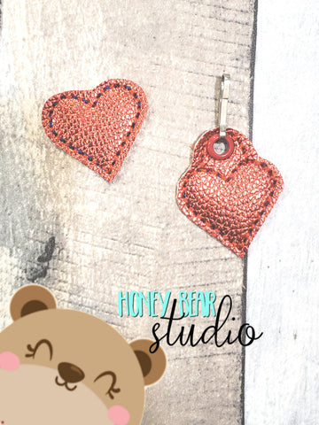 Heart plain feltie SET, feltie, charm or zipper pull eyelet for 4x4  DIGITAL DOWNLOAD embroidery file ITH In the Hoop 0122