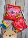 Clear Vinyl Heart Window Gift Valentine Pouch 4x4, 5x5 DIGITAL DOWNLOAD embroidery file ITH In the Hoop 0223