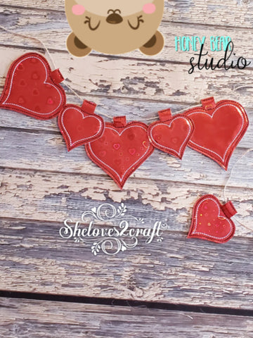 Simple Heart Banner Piece for 4x4, 5x7, DIGITAL DOWNLOAD embroidery file ITH In the Hoop 1221