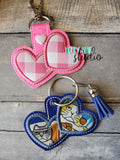 Double Hearts Applique snap tab, or eyelet fob for 4x4  DIGITAL DOWNLOAD embroidery file ITH In the Hoop 0221