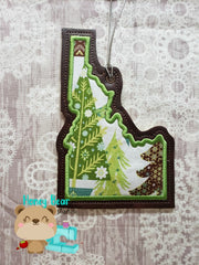 Idaho State Applique Christmas Ornament MS 4x4 5x7 DIGITAL DOWNLOAD embroidery file ITH In the Hoop