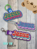 Jesus is Groovy Bubble Letters Snap Tab, Eyelet Fob 4x4 SET DIGITAL DOWNLOAD embroidery file ITH In the Hoop 0423 01