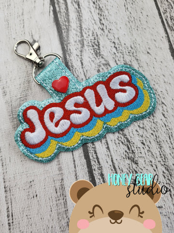 Jesus is Groovy Bubble Letters Snap Tab, Eyelet Fob 4x4 SET DIGITAL DOWNLOAD embroidery file ITH In the Hoop 0423 01