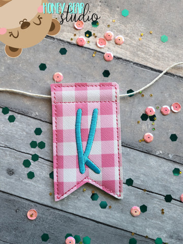 AddiePoo Font Alphabet Letter K Flag Banner Piece 4x4 DIGITAL DOWNLOAD embroidery file ITH In the Hoop 0322