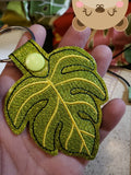 Monstera Plant Leaf house plant snap tab, or eyelet key fob  set 4x4  DIGITAL DOWNLOAD embroidery file ITH In the Hoop June 2019