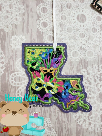 Louisiana State Applique Christmas Ornament MS 4x4 5x7 DIGITAL DOWNLOAD embroidery file ITH In the Hoop