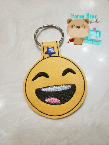 Mod Emoji LOL Laugh Out Loud Snap Tab, Eyelet SET DIGITAL DOWNLOAD embroidery file ITH In the Hoop